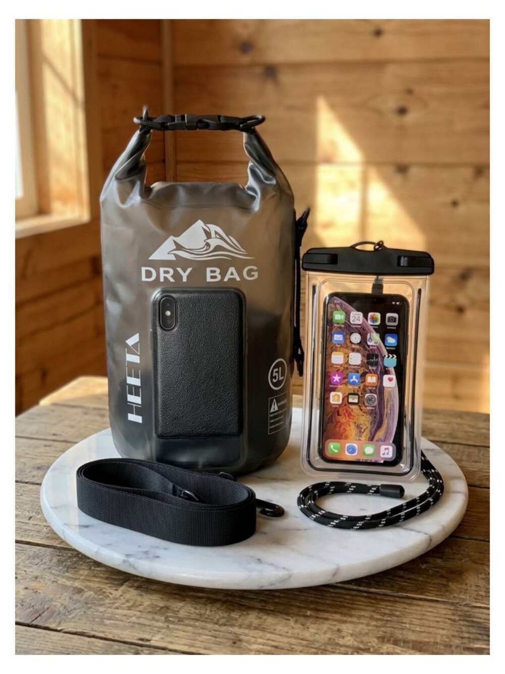 HEETA Waterproof PVC Dry Bag Backpack 5L Phone Case Seamless Roll Top
